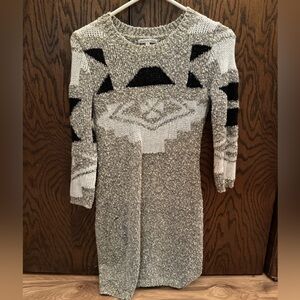 Gray and Black Geometric Knit Dress